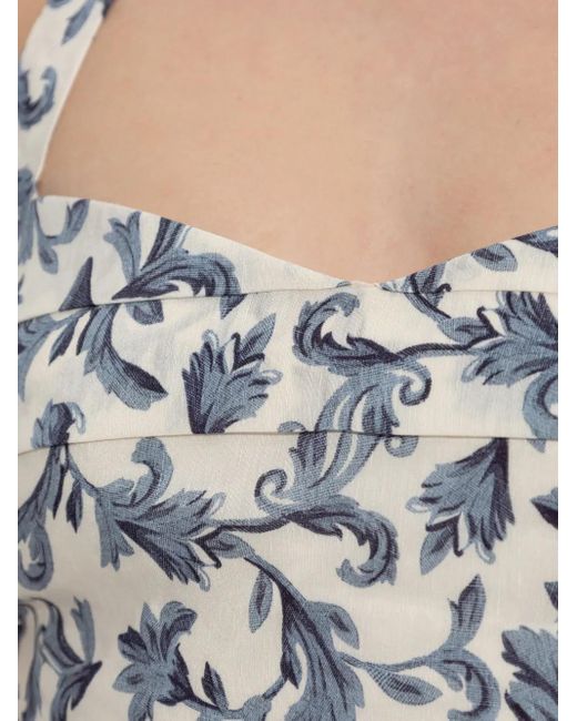 Posse Blue Rue Halterneck Baroque-Print Top