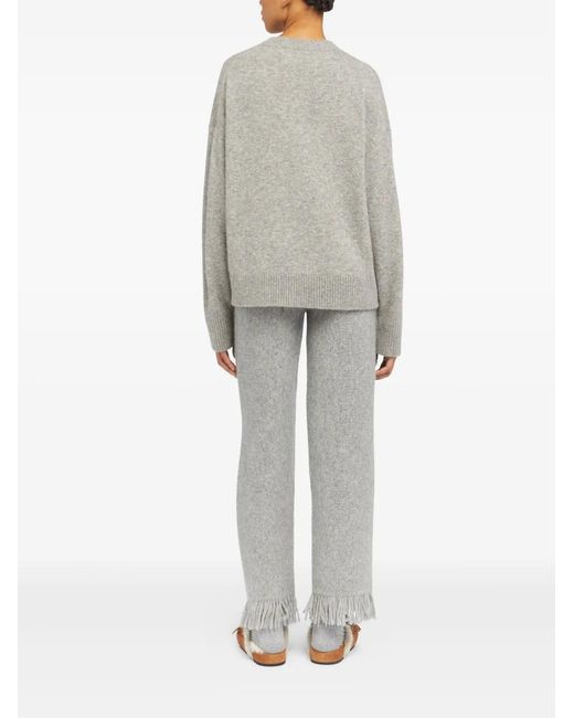 Alanui Gray Crew-Neck Knitted Sweater