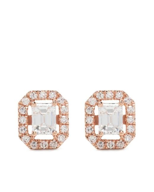 SHAY White 18K Rose Mini Me Diamond Halo Earrings