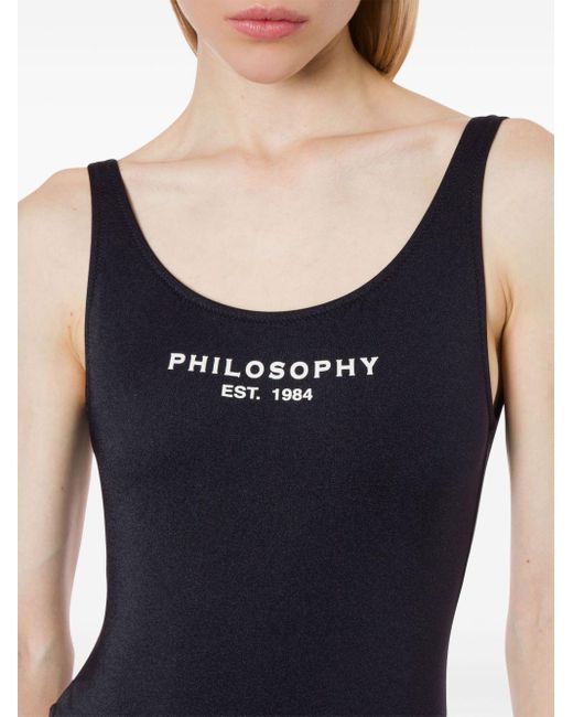 Philosophy Di Lorenzo Serafini Blue Logo-print Low-back Swimsuit