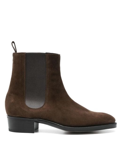 John Lobb Brown Suede Chelsea Boots for men