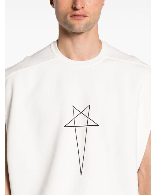 Rick Owens White Graphic-print Sleeveless Sweatshirt for men