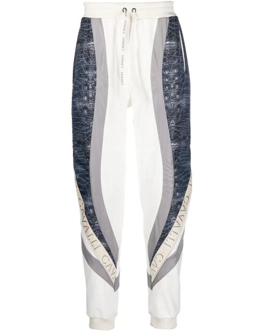 メンズ Roberto Cavalli アニマルプリント トラックパンツ Blue