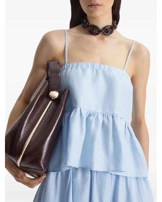 Scanlan Theodore Blue Peplum Spaghetti-Strap Blouse