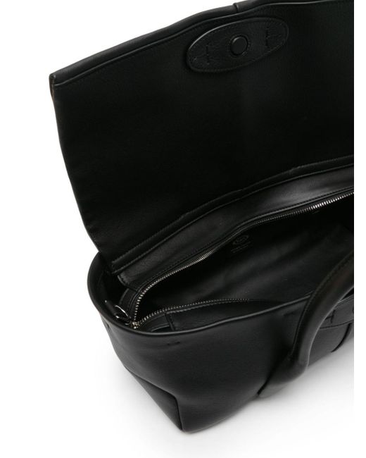 Tod's Black Di Reverse Leather Tote Bag
