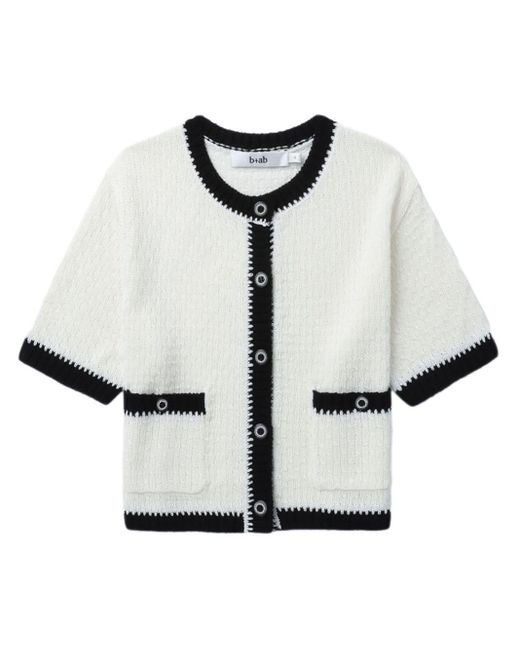B+ AB White Pointelle-knit Cardigan