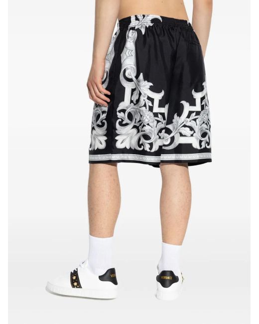 Versace Architectural Baroque Seidenshorts in Black für Herren