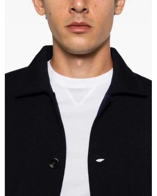 Lardini Blue Button-Up Patch-Pocket Jacket for men