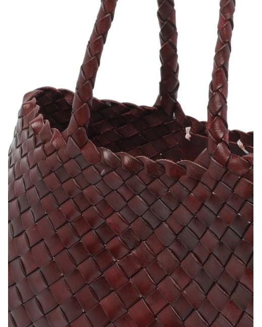 Dragon Diffusion Brown Small Santa Croce Woven Leather Tote Bag