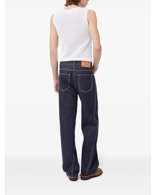 Gcds Blue Raw Wide-Leg Cotton Denim Jeans for men
