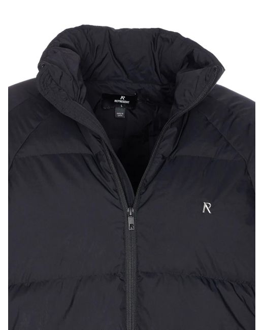 Represent Blue Funnel Neck Puffer Coat for men