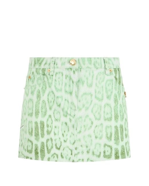 Roberto Cavalli Green Jupe À Imprimé Léopard
