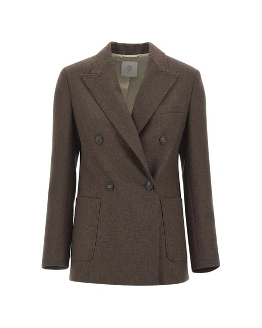Eleventy Gray Double-Breasted Peak-Lapel Jacket