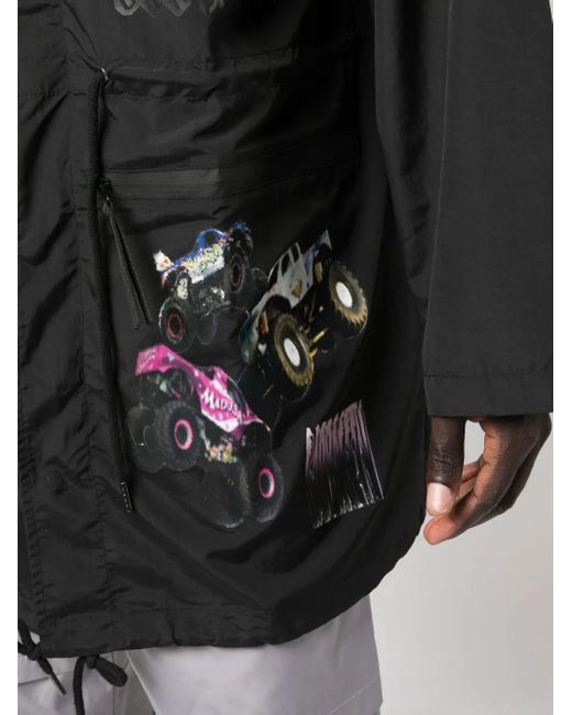 Garbage TV Black Graphic-Print Raincoat for men