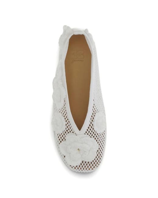 Ganni White Ballerines Jenny À Fleurs