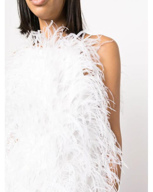 Cult Gaia White Shannon Feather Dress