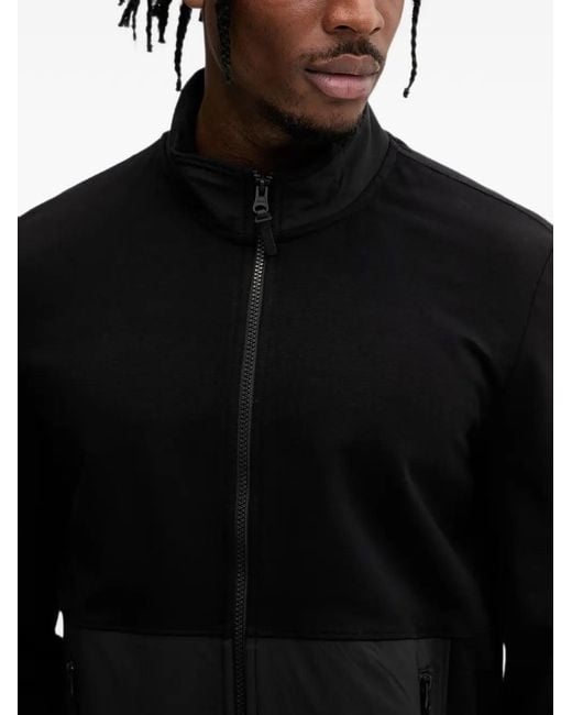 Guess Black Zip-Up Panelled Sweatshirt for men