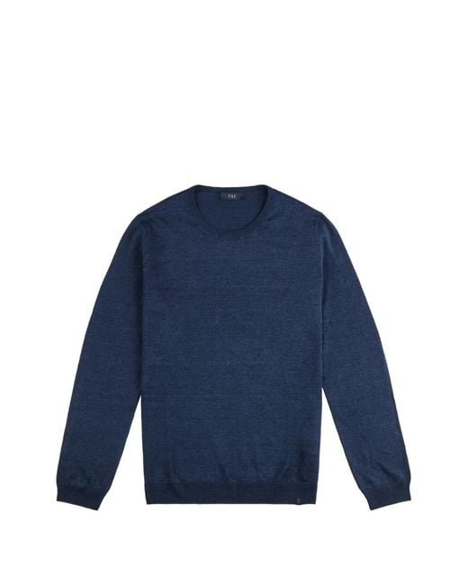 Fay Blue Long-Sleeve Crewneck Sweater for men