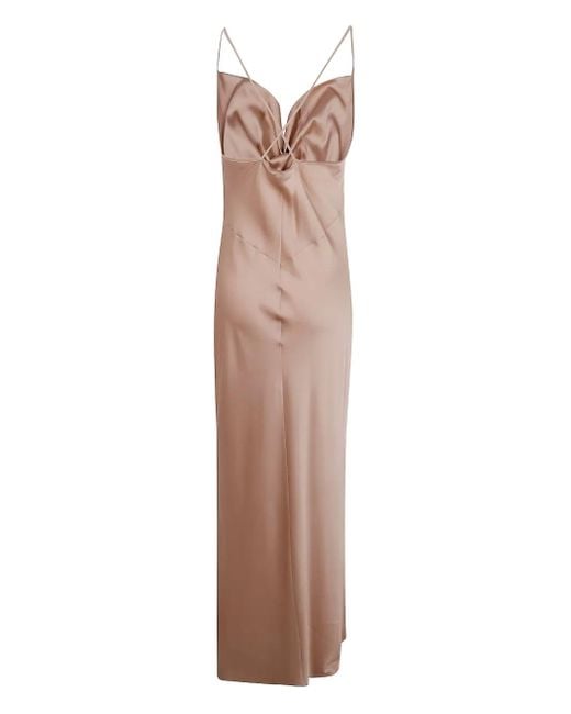 D.exterior Natural Spaghetti Strap Cowl Neck Dress