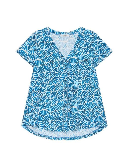 Maliparmi Blue Shell A-Line V-Neck Top
