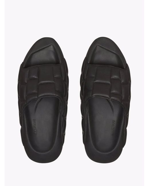 Balmain Brown B-it-quilted Sliders for men