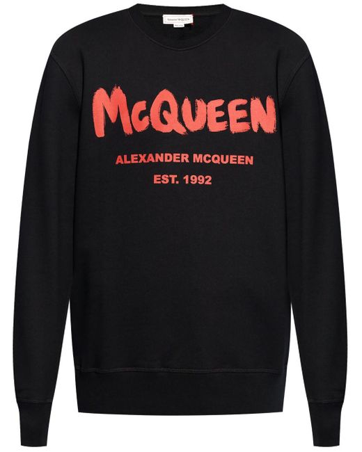 Alexander McQueen Blue Logo-print Cotton Sweatshirt for men