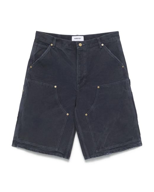 Ambush Blue Canvas Carpenter Shorts for men