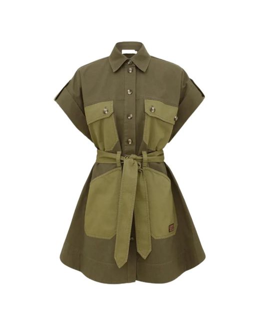 Zimmermann Green Belted Mini Dress