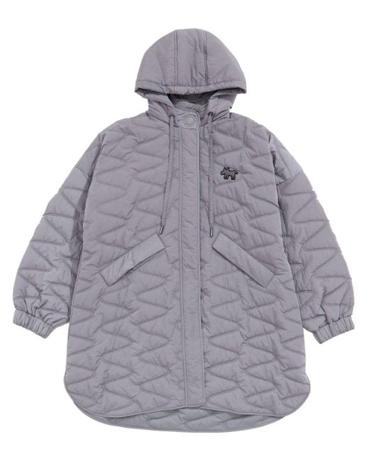 Bimba Y Lola Gray Logo Patch Coat