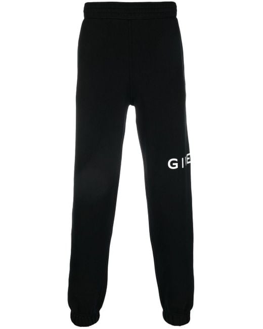 Givenchy Black Logo-print Cotton Track Trousers for men