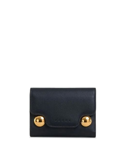Marni Blue Trunkaroo Trifold Leather Wallet