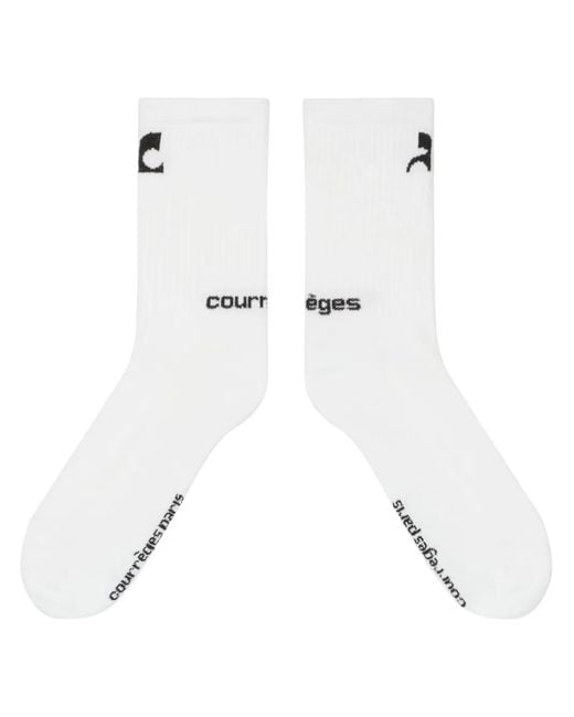 Courreges White Logo-Print Socks