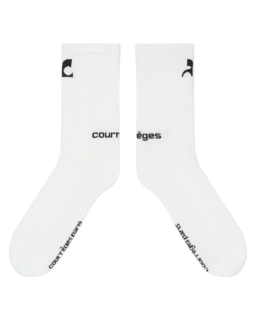 Courreges White Socken Mit Logo-Print