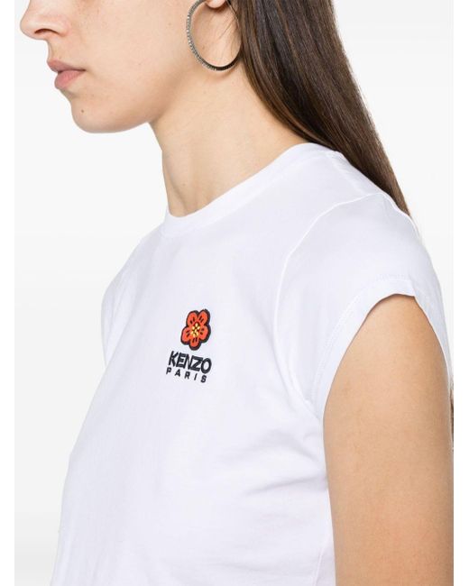 KENZO White T-Shirt mit Logo-Stickerei