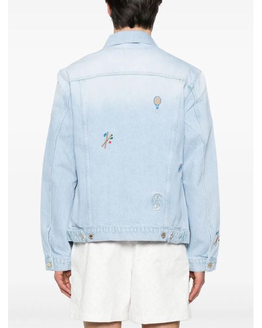 Casablanca Blue Embroidered Denim Jacket for men
