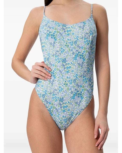 Mc2 Saint Barth Blue Floral-Print Swimsuit