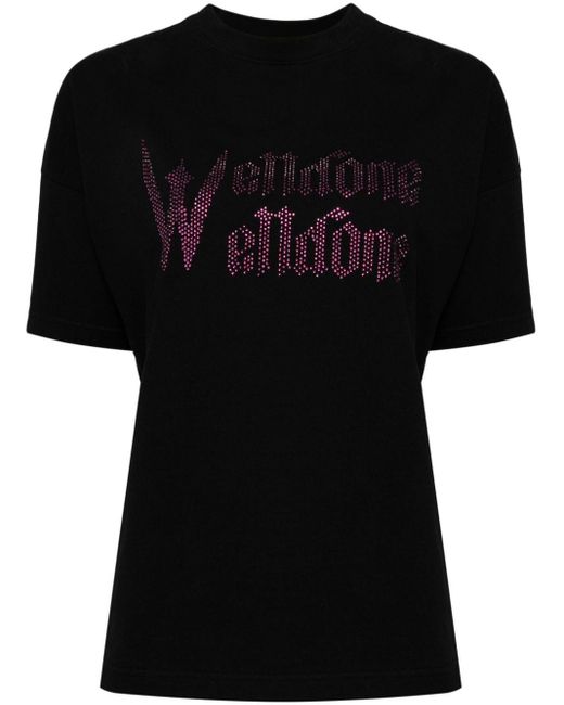 we11done Black Rhinestone-embellished Cotton T-shirt