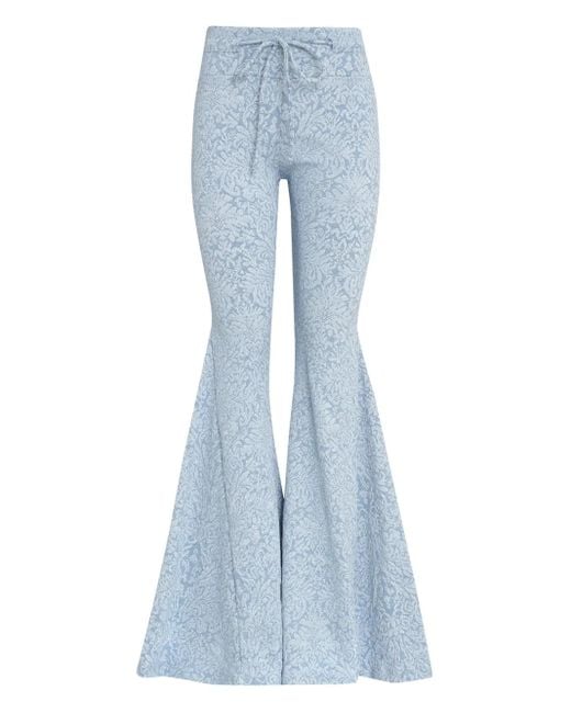 Amir Slama Blue X Astrid Hose aus Blumen-Jacquard mit Kordelzug