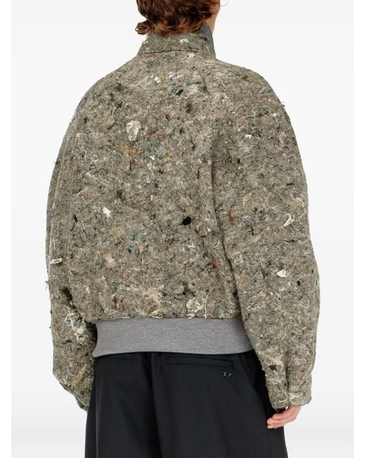 DIESEL Green Felted-Texture Bomber Jacket for men