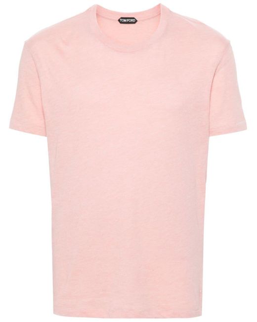 T-shirt mélange con ricamo di Tom Ford in Pink da Uomo
