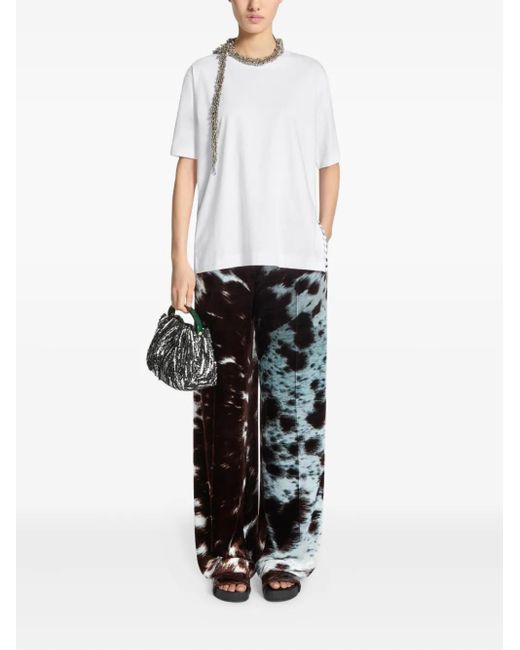 Dries Van Noten White Button-Embellishment Cotton T-Shirt