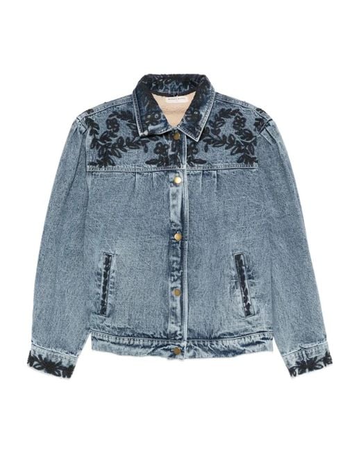 MAISON HOTEL Blue Wesley Floral-Embroidered Denim Jacket
