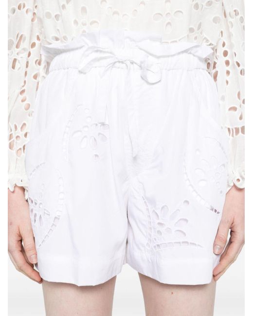 Isabel Marant White Hidea Lace-detailed Shorts