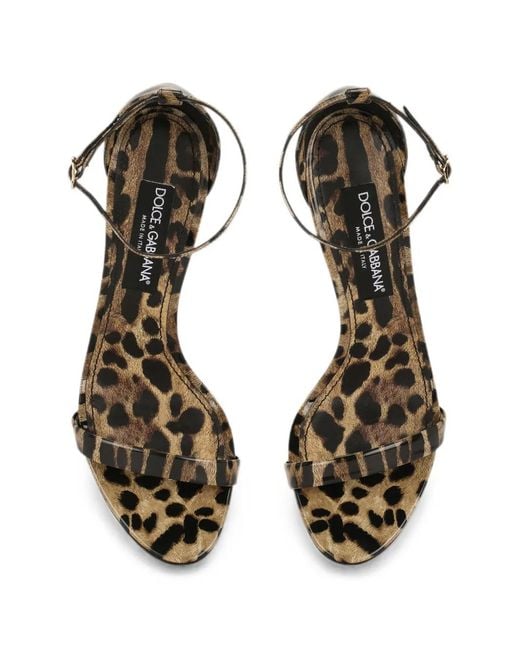 Dolce & Gabbana White Leo-Print Calfskin Sandals