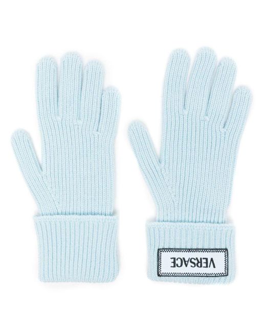 Versace Blue Handschuhe mit Logo-Patch