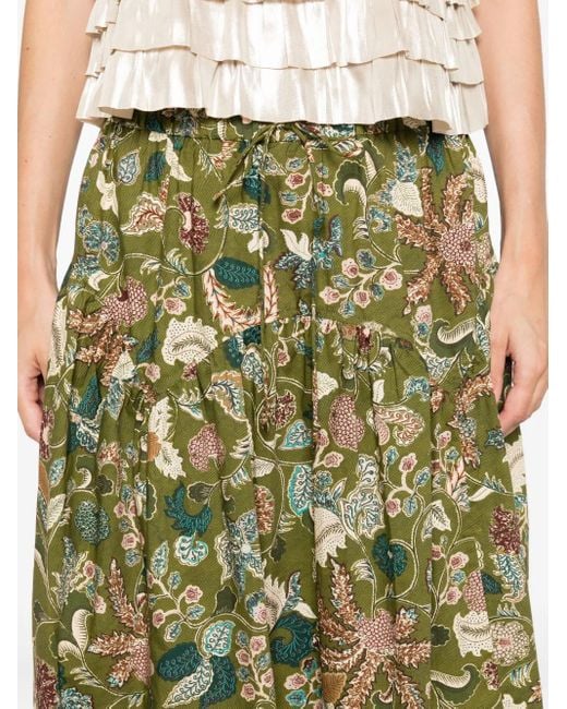Jupe Fleurie Rosen À Taille Nouée Ulla Johnson en coloris Green