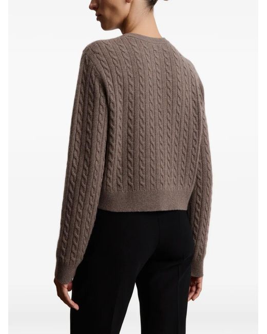 12 STOREEZ Brown Rye Cable-Knit Cardigan