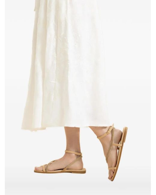 Eleventy Natural Crystal-Wrap Sandals