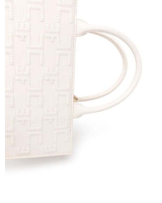Elisabetta Franchi Natural Embossed-Monogram Tote Bag