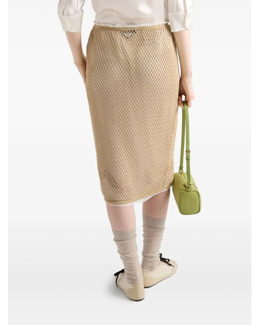 Prada Natural Cotton Midi Skirt